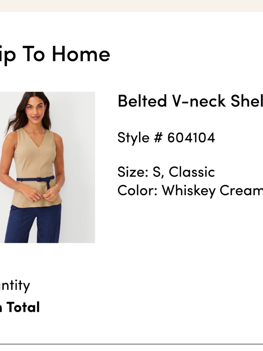 Ann Taylor V-Neck Belted Shell Top